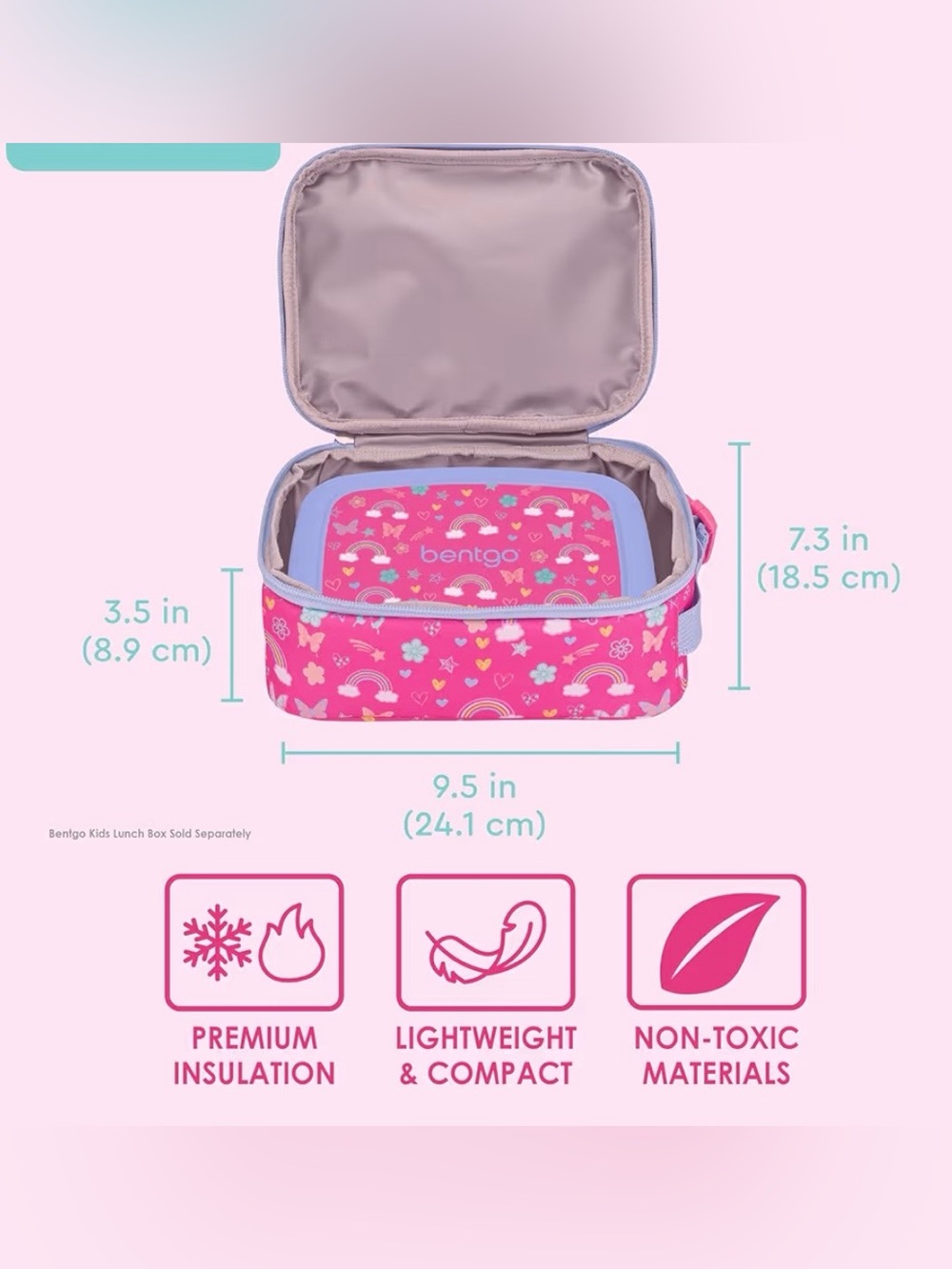 Bentgo Pink Rainbow Kids Lunch Box Cooler